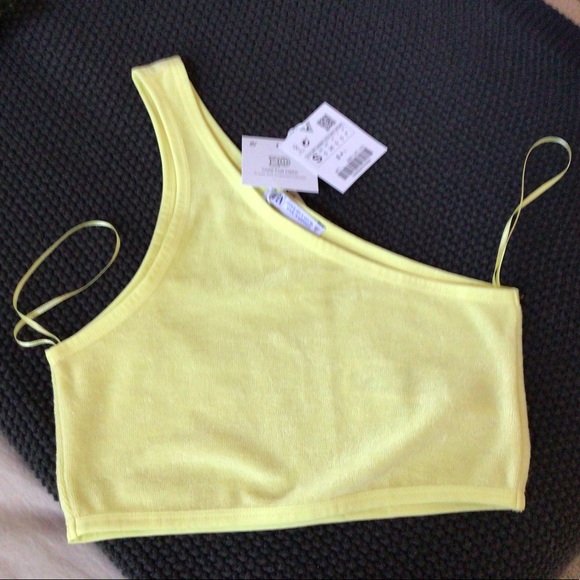 Zara lemon one shoulder crop Top, New with tags, size Small - Picture 4 of 8